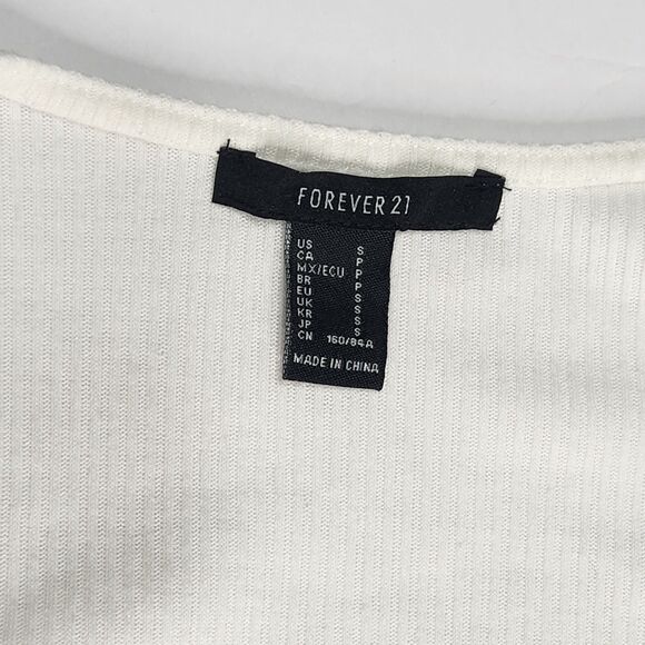 Forever 21 Ruched Tie Crop Top Size S Deep V Neck Cropped Ruffled Hem Boho Y2K - Picture 6 of 8